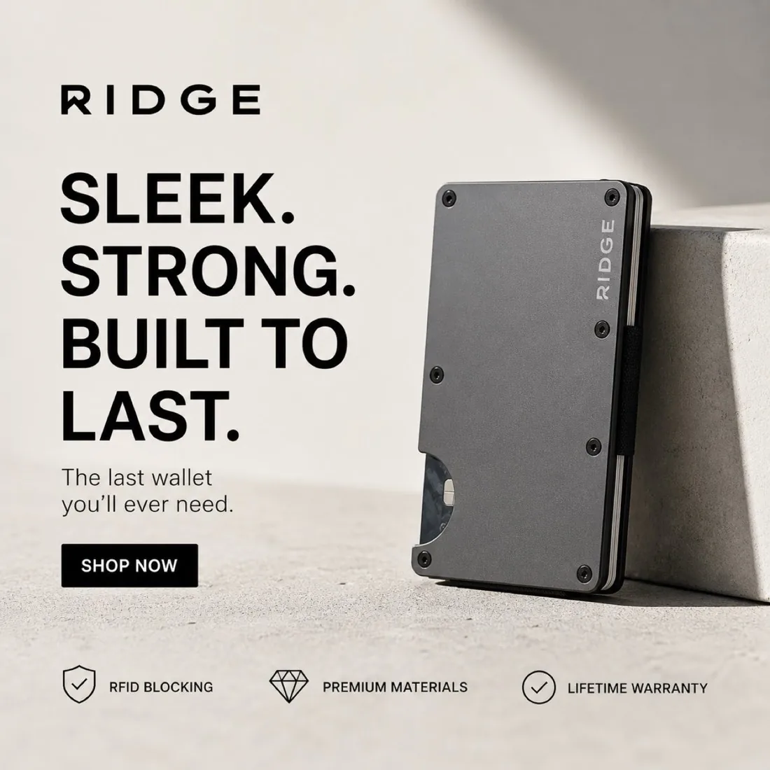 Adrio output: Ridge wallet ad